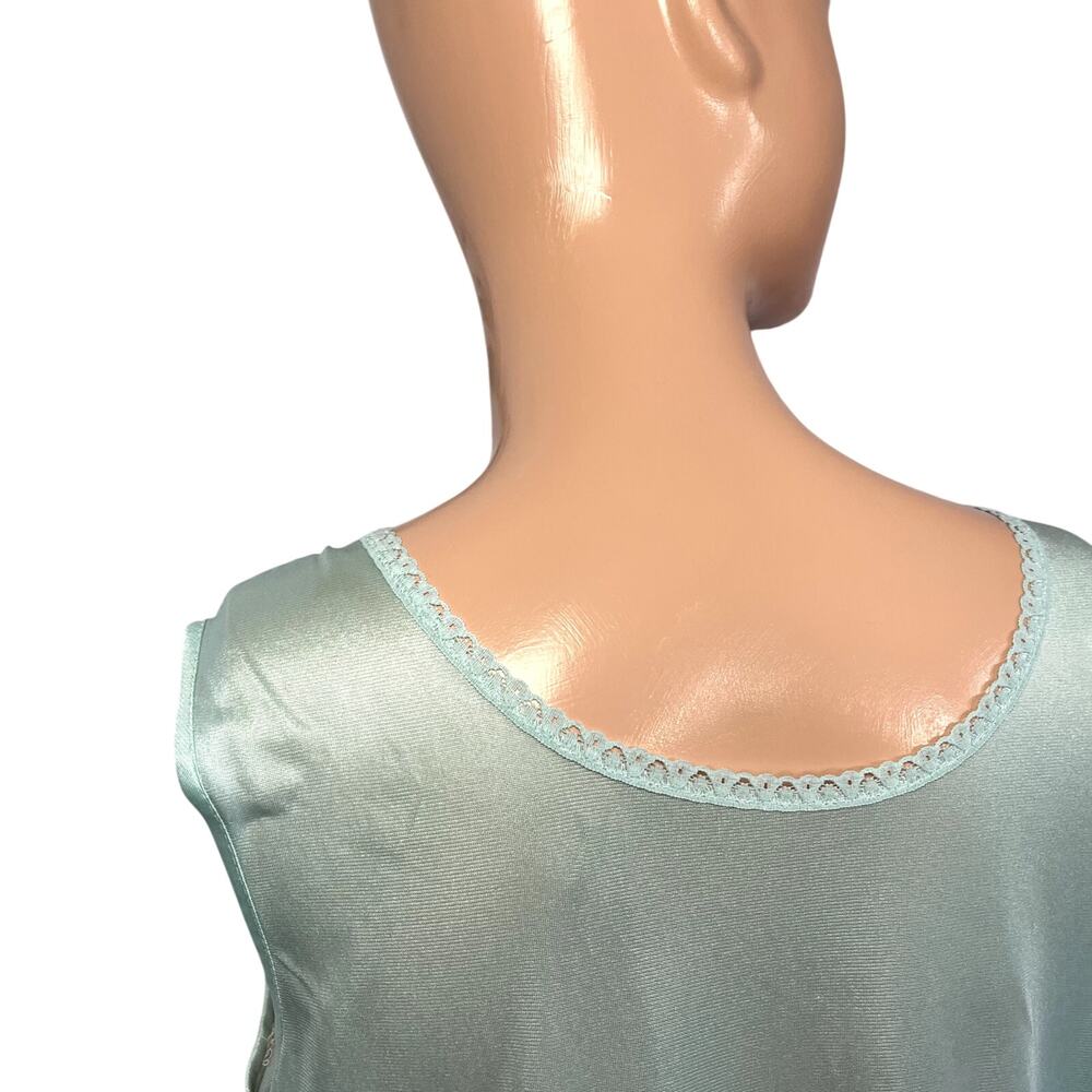 VTG 60s Handmade Blue Nylon Lace Trim Pleated Nightgown M Coquette Cottagecore - Picture 6 of 17